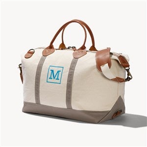 Initial Weekender Embroidered Canvas Duffel Bag- Grey - 54337-G