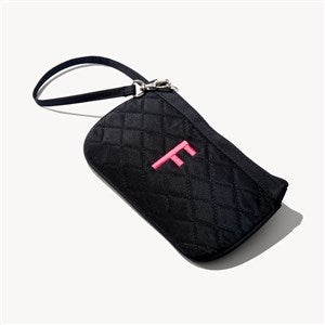 Initial Embroidered Quilted Wristlet - 54341