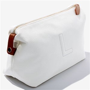 Trapunto Initial Vegan Leather Cosmetic Travel Case- White - 54344-W