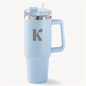 Engraved Initial 40 oz Stainless Steel Tumbler - Blue - 54345-B