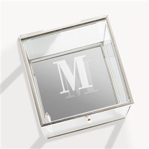 Engraved Initial Glass Jewelry Box - Silver - 54347-S