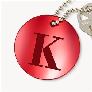 Initial Personalized Red Mirrored Round Acrylic Keychain - 54349-R