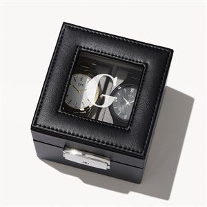 Initial Vegan Leather 2 Slot Personalized Watch Box - 54364