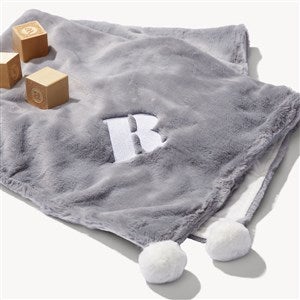 Initial Embroidered Plush Bunny Blanket - 54374