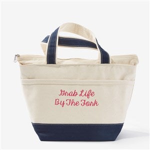 Write Your Own Embroidered Canvas Lunch Bag - Navy - 54419-N