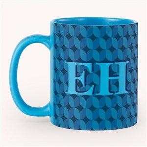 Geometric Monogram Personalized 11oz Matte Mug-Blue - 54464-B