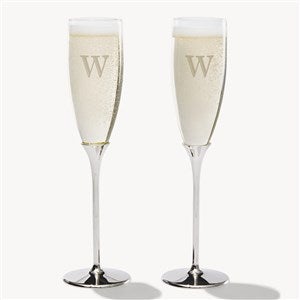 Initial Engraved Silver Flute Set - 54477