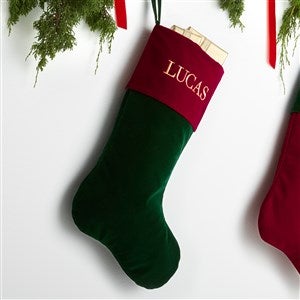 Yuletide Elegance Embroidered Velvet Stocking - Green - 54531-G