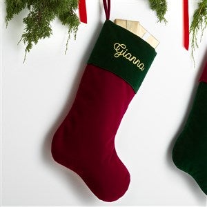Yuletide Elegance Embroidered Velvet Stocking - Red - 54531-R