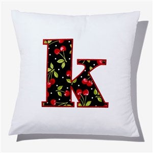Cherry Pop Initial Applique 14 Velvet Throw Pillow - 54553-SV