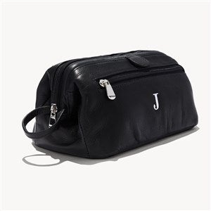Personalized Black Leather Toiletry Bag - 54561