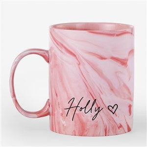 Scripty Heart Name Personalized 11oz Marble Ceramic Mug-Pink - 54645-P