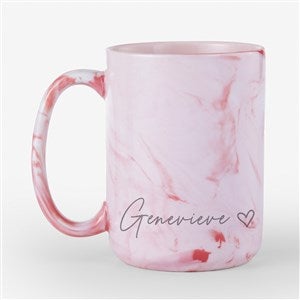 Scripty Heart Name Personalized Personalized 15oz Marble Ceramic Mug-Pink - 54645-LP
