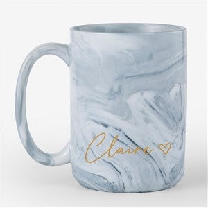 Scripty Heart Name Personalized 15oz Marble Ceramic Mug-Grey - 54645-LG
