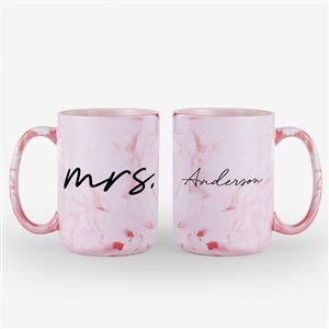 Mrs. Personalized 15oz Marble Ceramic Mug - Pink - 54647-LP