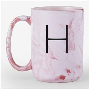 Large Initial Personalized 15oz Marble Ceramic Mug-Pink - 54648-LP