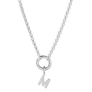 Custom Personalized Silver Initial Charm Necklace - 1 Initial - 54677D-1