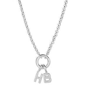 Custom Personalized Silver Initial Charm Necklace - 2 Initials - 54677D-2