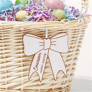 Darling Bow Personalized Easter Wooden Basket Tag- Whitewash - 54688-W