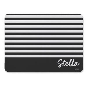Black  White Personalized Pet Food Mat - 54696