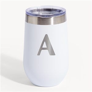 Cool Vibes Initial Stemless Tumbler with Lid - White - 54702-W