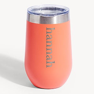 Your Name Personalized 16 oz. Stemless Tumbler with Lid- Coral - 54703-C