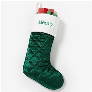 Cozy Quilt Christmas Embroidered Stocking - Green - 54710-G