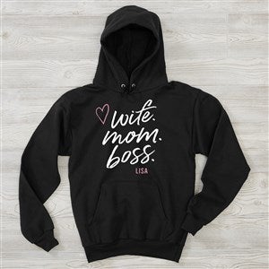 Wife. Mom. Boss. Personalized Black Hoodie by Jessie James Decker - 54756-BHS