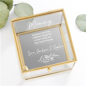 Kittenish Engraved Floral Message Glass Jewelry Box - Gold - 54772-G
