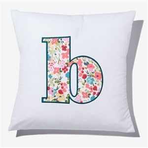 Boho Floral Initial Applique 14 Velvet Throw Pillow - 54803-SV