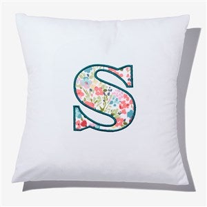 Boho Floral Initial Applique 14 Throw Pillow - 54803-S