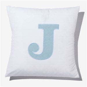 Light Wash Denim Initial Applique 14quot; Velvet Throw Pillow - 54805-SV