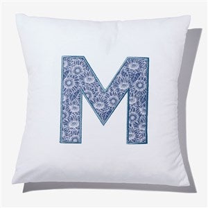 Navy Sunflowers Initial Applique 14 Velvet Throw Pillow - 54806-SV