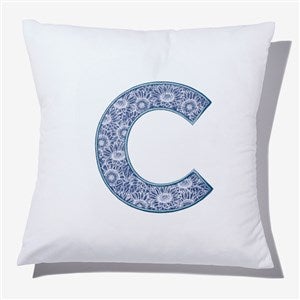Navy Sunflowers Initial Applique 14 Throw Pillow - 54806-S
