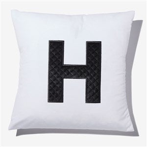 Black Quilted Velour Initial Applique 14quot; Velvet Throw Pillow - 54808-SV