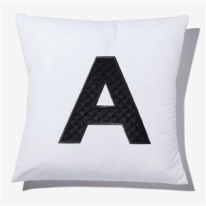 Black Quilted Velour Initial Applique 14quot; Throw Pillow - 54808-S