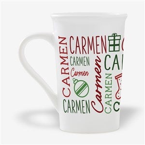 Holiday Repeating Name Personalized Latte Mug - 16 oz. - 54841-L