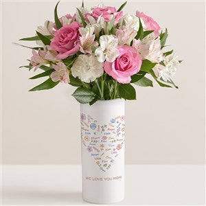 Blooming Heart Personalized Vase with Cherished Blooms Bouquet - 54846