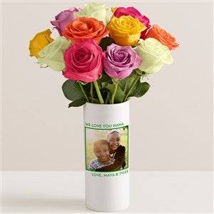 Shes Picture Perfect Personalized Photo Vase with Assorted Roses - 54850-A