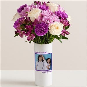 Shes Picture Perfect Personalized Photo Vase with Lavender Garden Bouquet - 54850-L