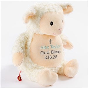 Embroidered Fluffy Christening Lamb - 54852