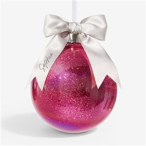 Holiday Bow-Tied Personalized Glitter Ball Ornament - Pink - 54873-P