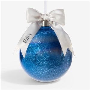 Holiday Bow-Tied Personalized Glitter Ball Ornament - Blue - 54873-B