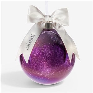 Holiday Bow-Tied Personalized Glitter Ball Ornament - Purple - 54873-PL