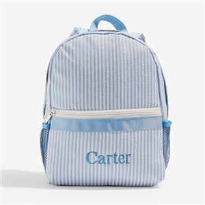 Seerrsucker Embroidered Toddler Backpack - Blue - 54895-B