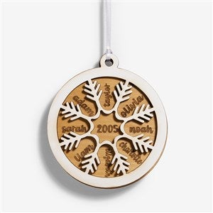 Family Snowflake Personalized 2 Piece Wood Ornament - Natural/White - 54902-NW