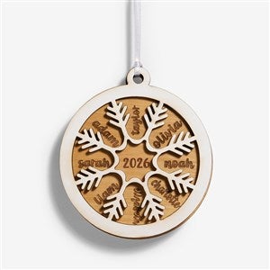 Family Snowflake Personalized 2 Piece Wood Ornament - Natural/White - 54902-NW