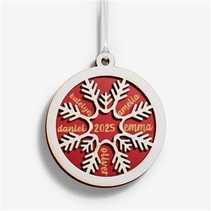 Family Snowflake Personalized 2 Piece Wood Ornament - Red/White - 54902-RW
