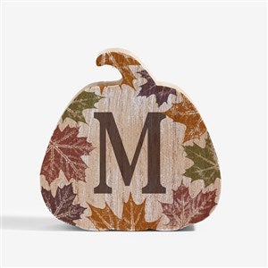 Initial Monogram Personalized Wooden Pumpkin - 4quot; Tall - 54943-4