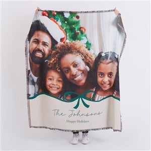 Christmas Bow Personalized Christmas 56x60 Woven Throw Blanket - 54975-A